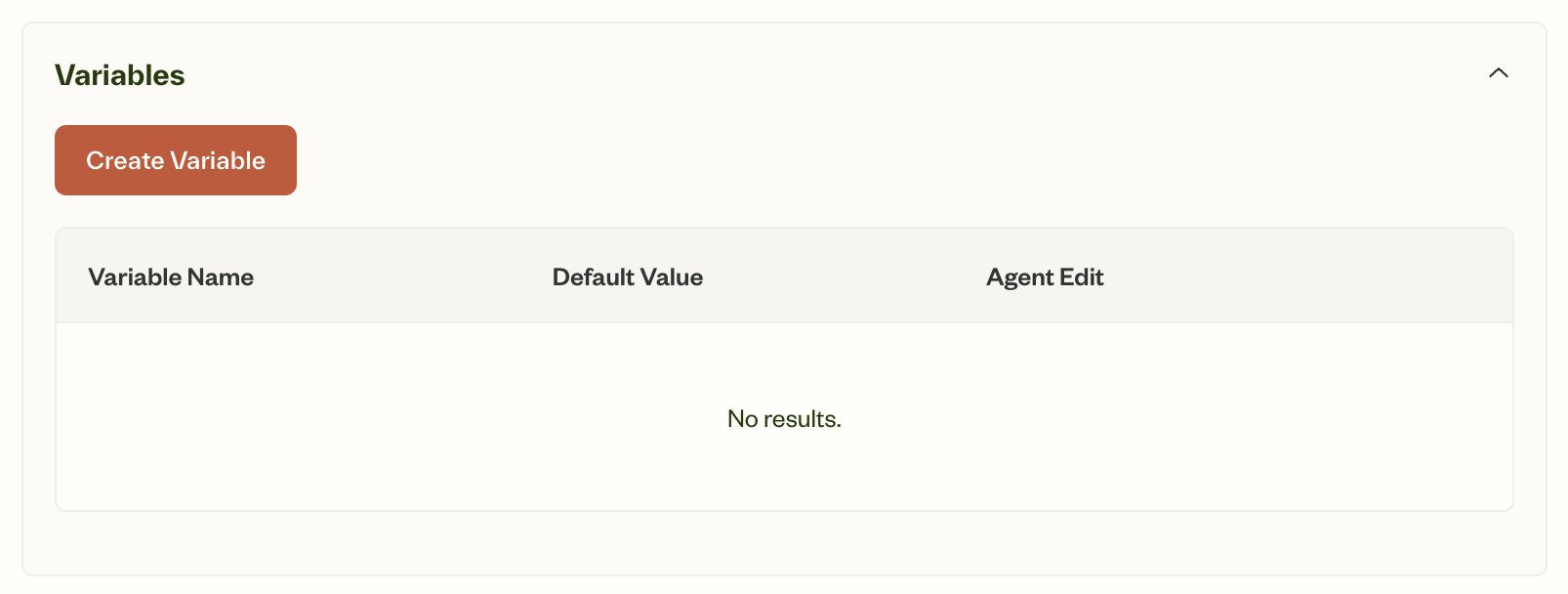 Navigate to variables section