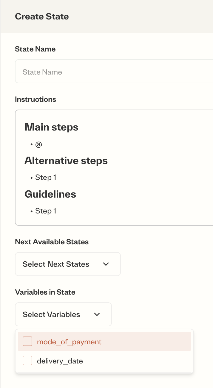 Adding variables to state context